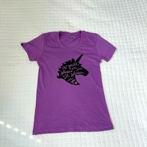 Unicorn Ladies Purple T-Shirt Medium